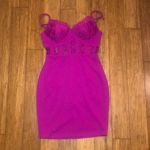 Fashion Nova Size S Hot Pink Lace Mini Dress